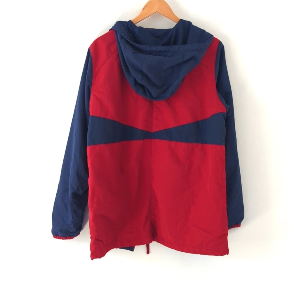 Duluth Trading Co. Colorblock Windbreaker Light Weight Jacket Red & Navy Large - Picture 2 of 7